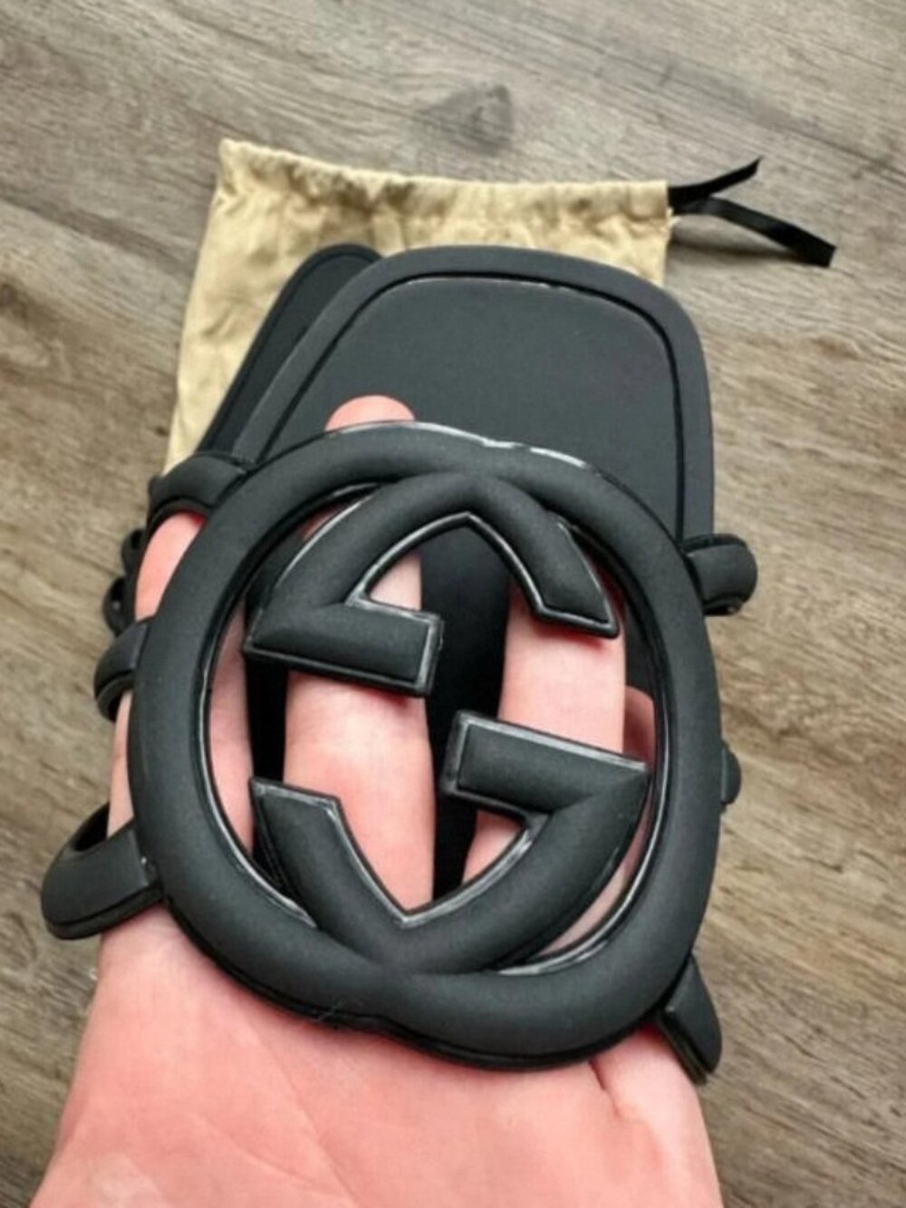 Gucci Black Rubber Slides – with Original Box - Picture 2 of 5